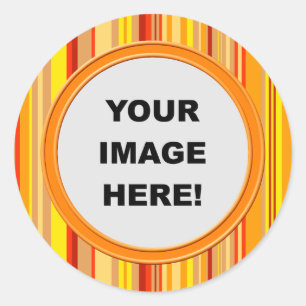 Sjabloon, Oranje Stripes Border Ronde Sticker