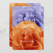 Sjabloon Oranje vlam en Paars Roos bij het huwelij Kaart (Voorkant / Achterkant)