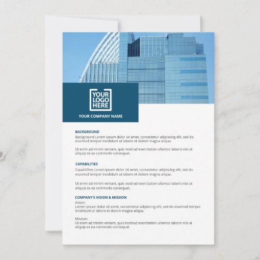 Sjabloon overzicht bedrijf kaart (Voorkant)