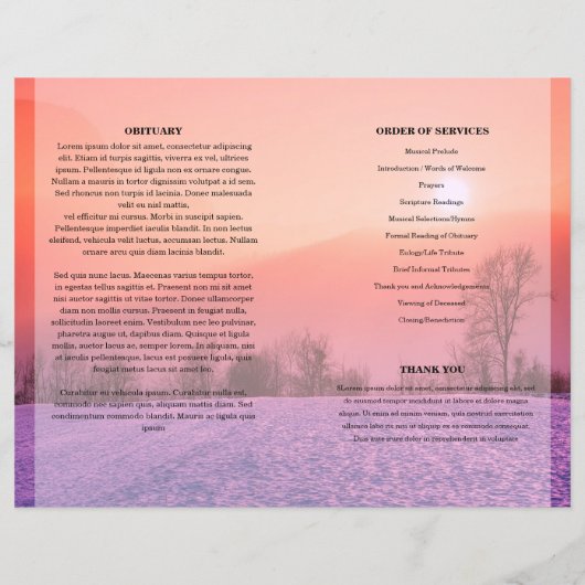 sjabloon Paarse begrafenisprogramma (Achterkant)