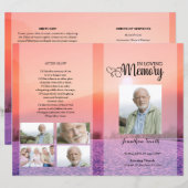 sjabloon Paarse begrafenisprogramma (Voorkant / Achterkant)