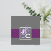 Sjabloon Paarse ribbon Damask Wedding Kaart (Staand voorkant)