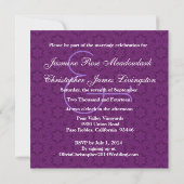 Sjabloon Paarse ribbon Damask Wedding Kaart (Achterkant)