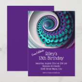 Sjabloon Paarse Turquoise Birthday Party Kaart