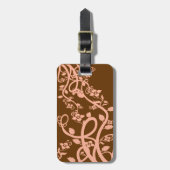 Sjabloon Peach Brown Filigree Flowers Bagagelabel (Voorkant verticaal)