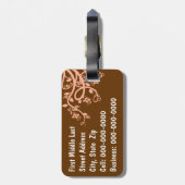 Sjabloon Peach Brown Filigree Flowers Bagagelabel (Achterkant verticaal)