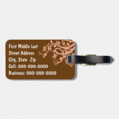 Sjabloon Peach Brown Filigree Flowers Bagagelabel (Achterkant horizontaal)
