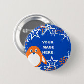 Sjabloon, Penguin Snowflake Border Ronde Button 5,7 Cm (Voorkant /achterkant)