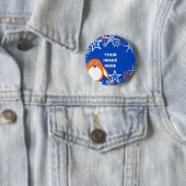 Sjabloon, Penguin Snowflake Border Ronde Button 5,7 Cm (In situ)