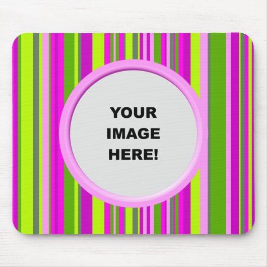 Sjabloon, Pinky Green Stripes Border Muismat (Voorkant)