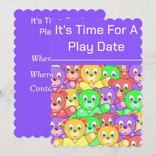 Sjabloon Play Date Invitations Kaart (Voorkant / Achterkant)
