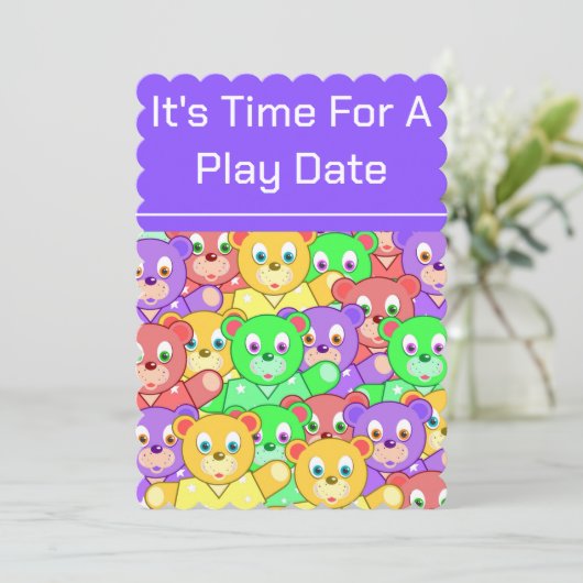 Sjabloon Play Date Invitations Kaart (Staand voorkant)