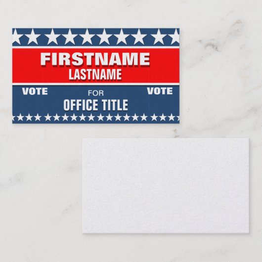 Sjabloon politieke campagne visitekaartje (Voorkant / Achterkant)