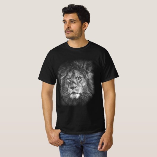 Sjabloon Pop Art Lion Face Elegant Mannen Modern T-shirt (Voorkant volledig)