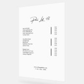 Sjabloon prijslijst, prijslijst voor kleine bedrij acryl bord (Hoek)