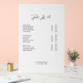 Sjabloon prijslijst, prijslijst voor kleine bedrij acryl bord (Huwelijk)