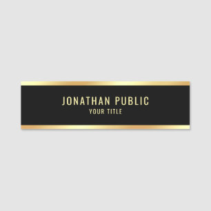 Sjabloon Professional Elegant Modern Zwart & Goud Naamplaatje