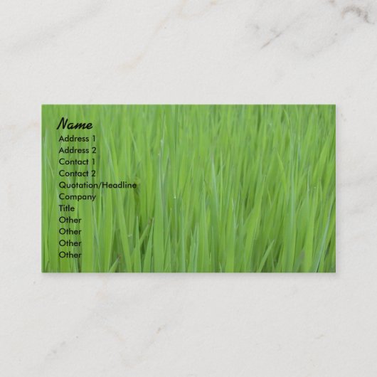 Sjabloon profielkaart - Groene grasstructuur Visitekaartje (Voorkant)