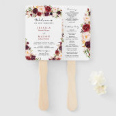 Sjabloon programma Rustic Marsala Burgundy Fan Handwaaier (Voorkant en achterkant)