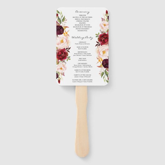 Sjabloon programma Rustic Marsala Burgundy Fan Handwaaier (Achterkant)