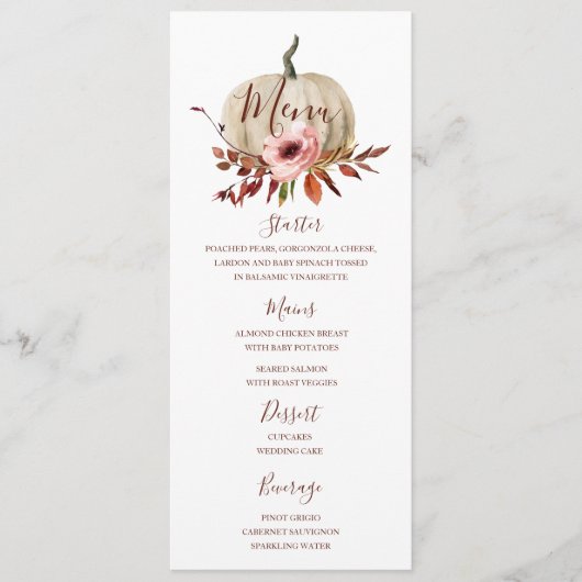 Sjabloon Pumpkin Autumn menu Dinner (Voorkant)