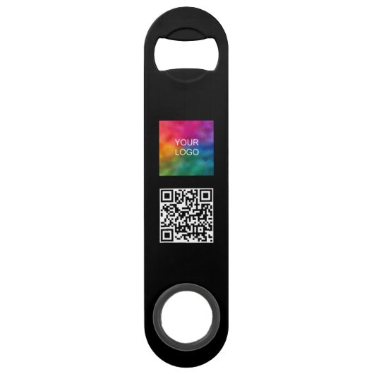 Sjabloon QR-Code Bedrijfs Logo Namen Monogram Speed Flessenopener (Achterkant)