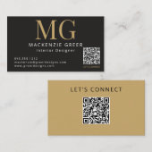 Sjabloon QR-code Modern Professioneel Monogram Visitekaartje (Voorkant / Achterkant)
