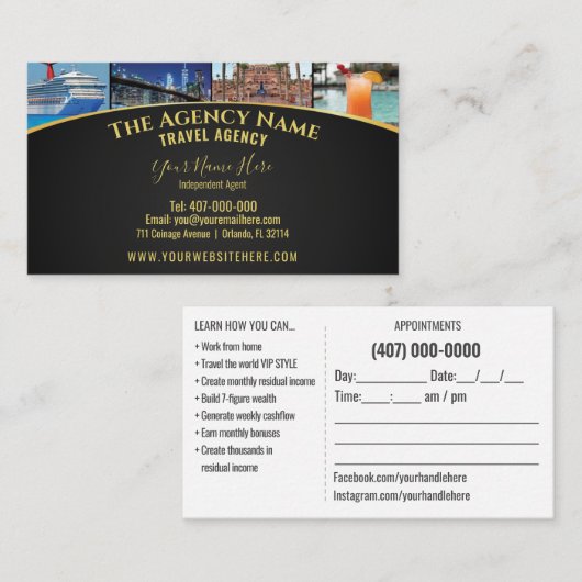 Sjabloon reisplanner agent visitekaartje (Voorkant / Achterkant)