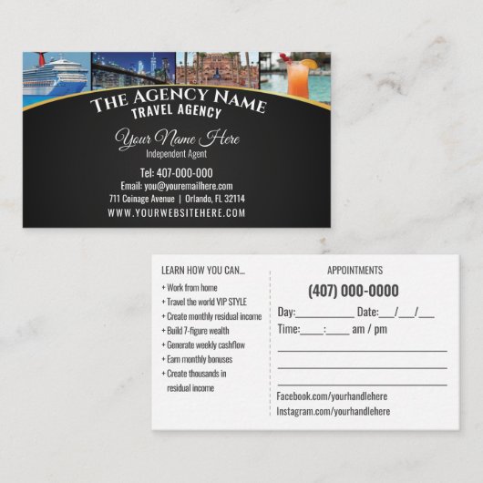 Sjabloon reisplanner visitekaartje (Voorkant / Achterkant)