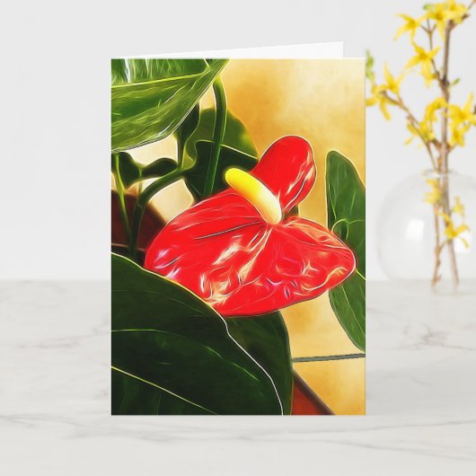 Sjabloon Rode anthurium Floral fotografie (Gele Bloem)
