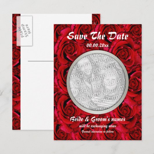 Sjabloon rode rozen briefkaarten - aanpasbaar (Voorkant / Achterkant)