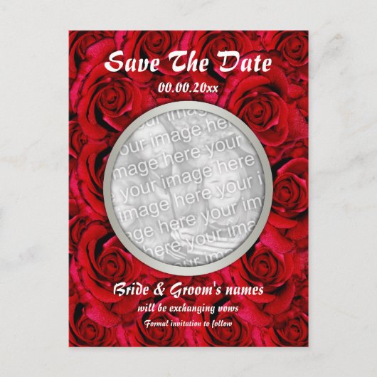 Sjabloon rode rozen briefkaarten - aanpasbaar (Voorkant)