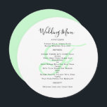 Sjabloon Rond Monogram Weddenschap Kaart<br><div class="desc">Ronde, of vierkante, sjabloon van het trouwmenu met monogram initiaal in munt groene kleur. De witte kaarten hebben zwart manuscript voor de titel en de gedrukte teksten voor de menulijst. De ruimten van het gebruik en het hoofdletters voor secties, of verander de formulering zoals nodig. Het huwelijksmonogram van het stel...</div>