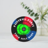 Sjabloon ronde pintball splatter party call kaart (Staand voorkant)
