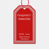 Sjabloon Rood-wit Gingham-HANG LABEL Cadeaulabel (Voorkant)