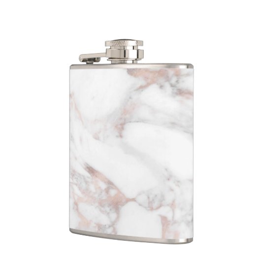 Sjabloon Roos Goud Wit Marmer Elegant Best Heupfles (Links)