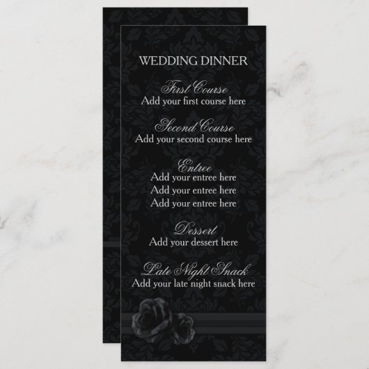 Sjabloon roos zwart demasmenu menu (Voorkant / Achterkant)