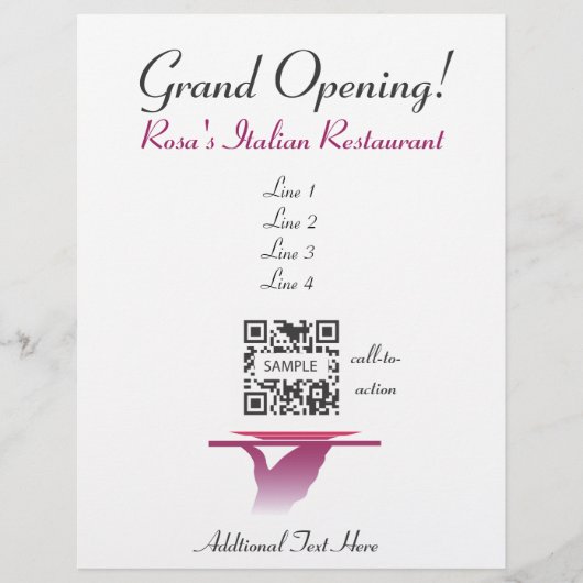 Sjabloon Rosa's Italiaanse restaurant Flyer (Voorkant)