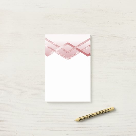 SJABLOON Rosegold Glitter Folie Kijk uit Post-it® Notes (Op bureau)