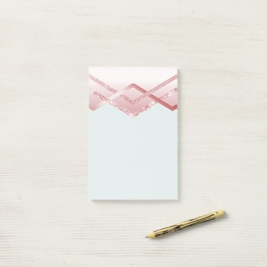 SJABLOON Rosegold Glitter Folie Kijk uit Post-it® Notes (Op bureau)