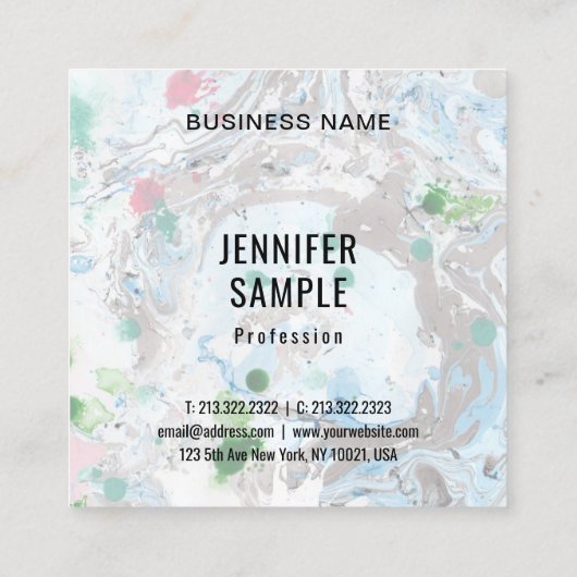 Sjabloon Roze Blauw Groen Trendy Moderne Abstract Vierkante Visitekaartje (Achterkant)