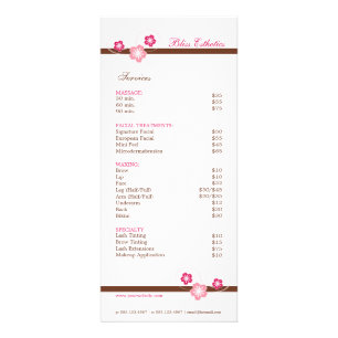 Sjabloon roze en bruin Sakura Spa Menu