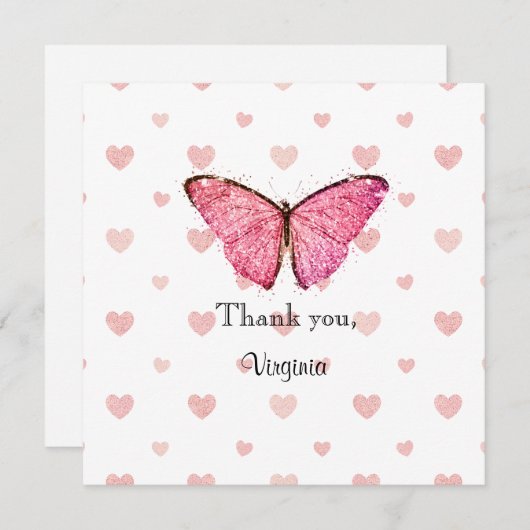 Sjabloon roze en witte glitter Butterfly (Voorkant / Achterkant)