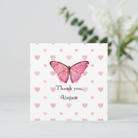 Sjabloon roze en witte glitter Butterfly (Staand voorkant)