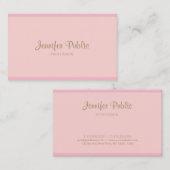Sjabloon Roze Gouden Hand Script Modern Elegant Visitekaartje (Voorkant / Achterkant)