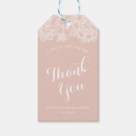 Sjabloon Roze kant Favor Tags Cadeaulabel