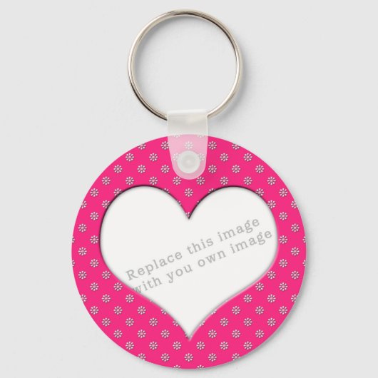 Sjabloon "Roze met bloemen" Sleutelhanger (Voorkant)
