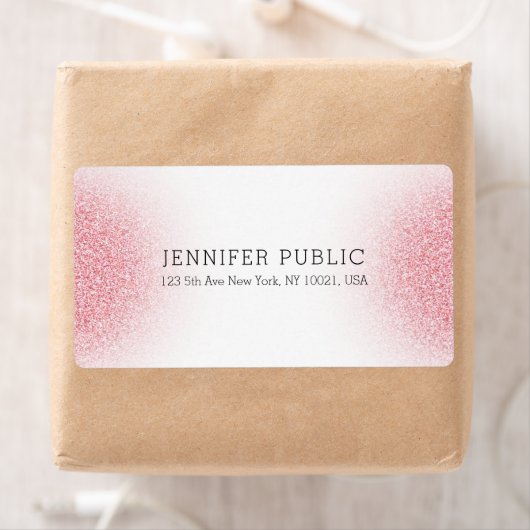 Sjabloon Roze Rose Gold Glitter Kijk er elegant Wi Etiket (Insitu)