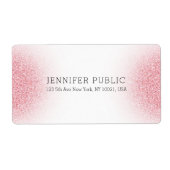 Sjabloon Roze Rose Gold Glitter Kijk er elegant Wi Etiket (Voorkant)