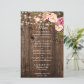 Sjabloon Rustic Boho Floral Country Wedding menu (Staand voorkant)